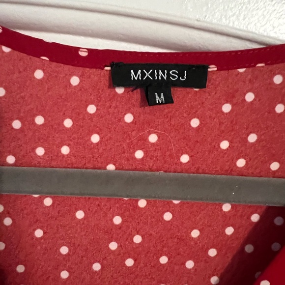 Chic Red Polka Dot Ruffle Mini Dress - Picture 4 of 4